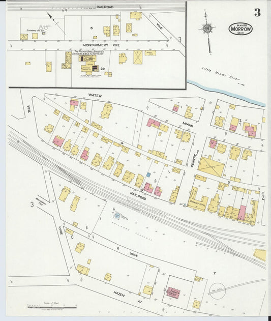 Sanborn Fire Insurance Map from Morrow, Warren County, Ohio (1919), Sheet #0003 - Historic Sanborn Fire Insurance Map Print, vintage old map wall art, antique decor, genealogy gift, Ohio Ohio map
