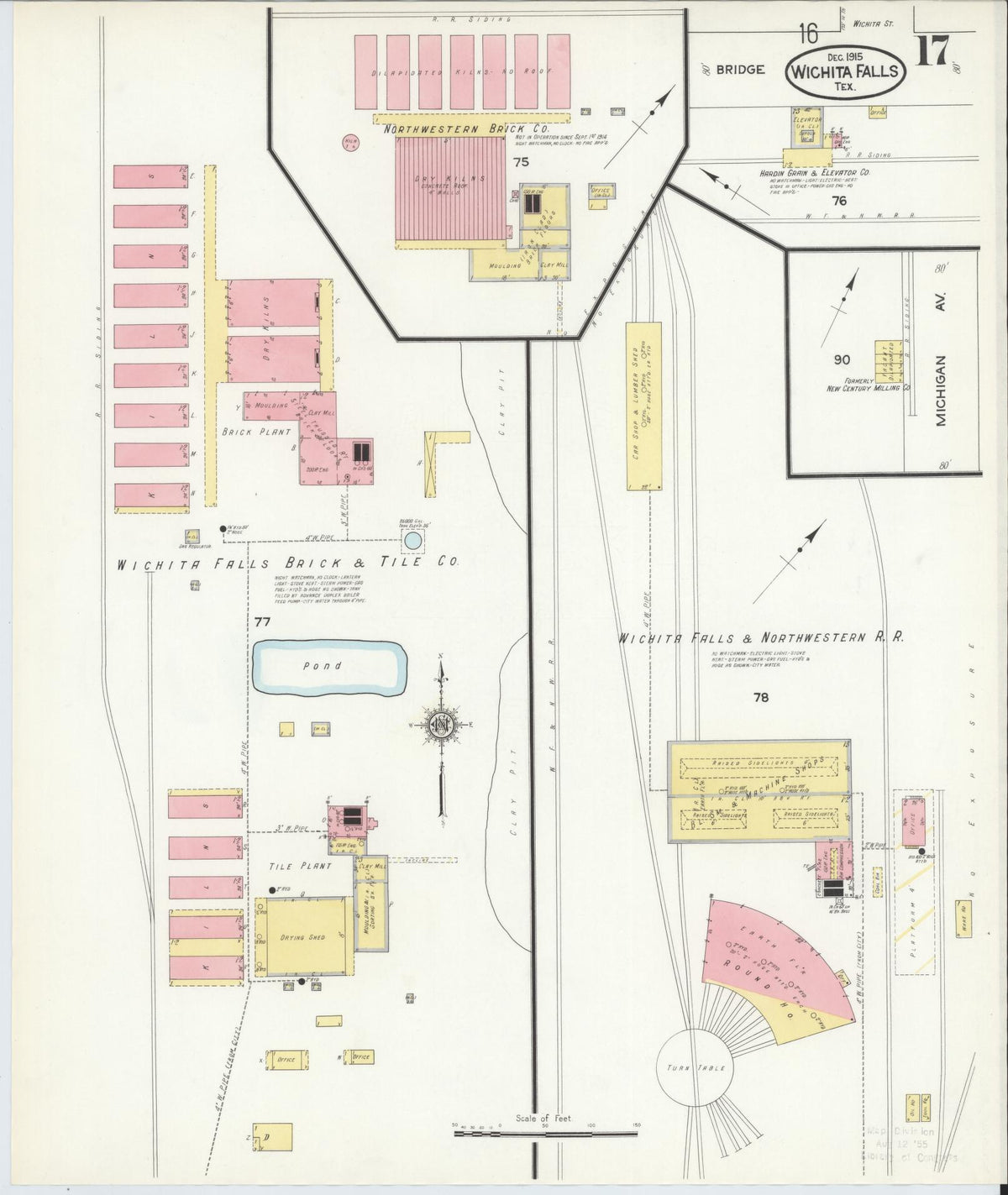 Sanborn Fire Insurance Map from Wichita Falls, Wichita County, Texas (1915), Sheet #0017 - Complete Map Set gallery image, historic Sanborn map, vintage wall art, Texas Texas