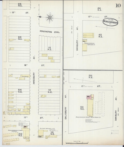 Sanborn Fire Insurance Map from Middlesboro, Bell County, Kentucky (1891), Sheet #0010 - Complete Map Set gallery image, historic Sanborn map, vintage wall art, Kentucky Kentucky