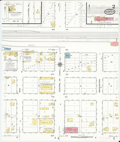 Sanborn Fire Insurance Map from Harper, Harper County, Kansas (1918), Sheet #0002 - Complete Map Set gallery image, historic Sanborn map, vintage wall art, Kansas Kansas