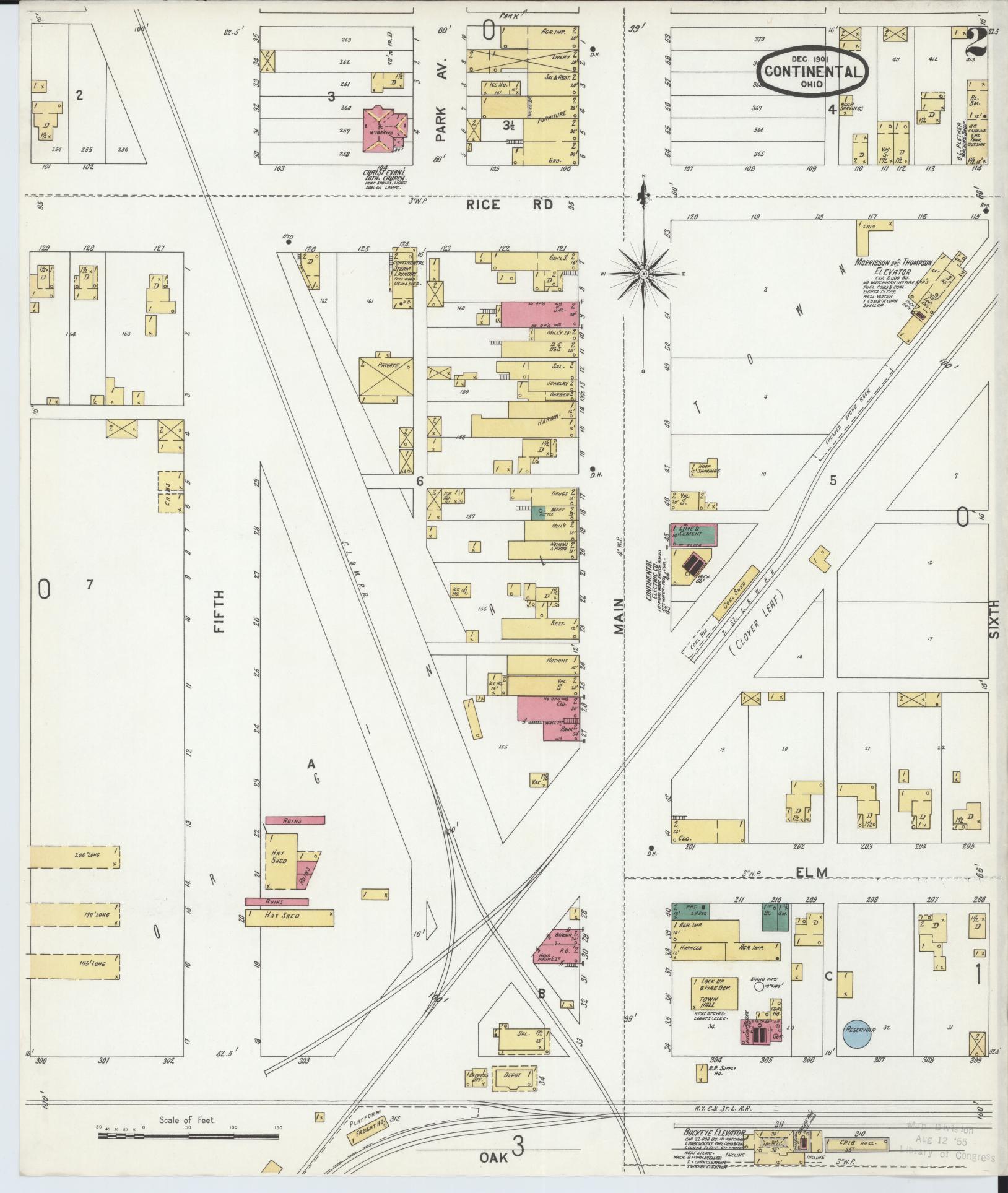 Sanborn Fire Insurance Map from Continental, Putnam County, Ohio (1901), Sheet #0002 - Historic Sanborn Fire Insurance Map Print, vintage old map wall art, antique decor, genealogy gift, Ohio Ohio map