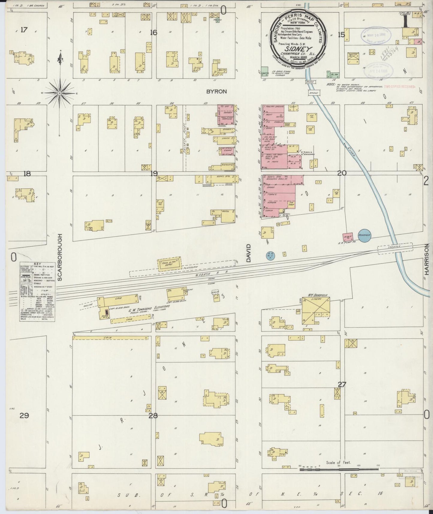 Sanborn Fire Insurance Map from Sidney, Champaign County, Illinois (1898), Sheet #0001 - Historic Sanborn Fire Insurance Map Print, vintage old map wall art, antique decor, genealogy gift, Illinois Illinois map