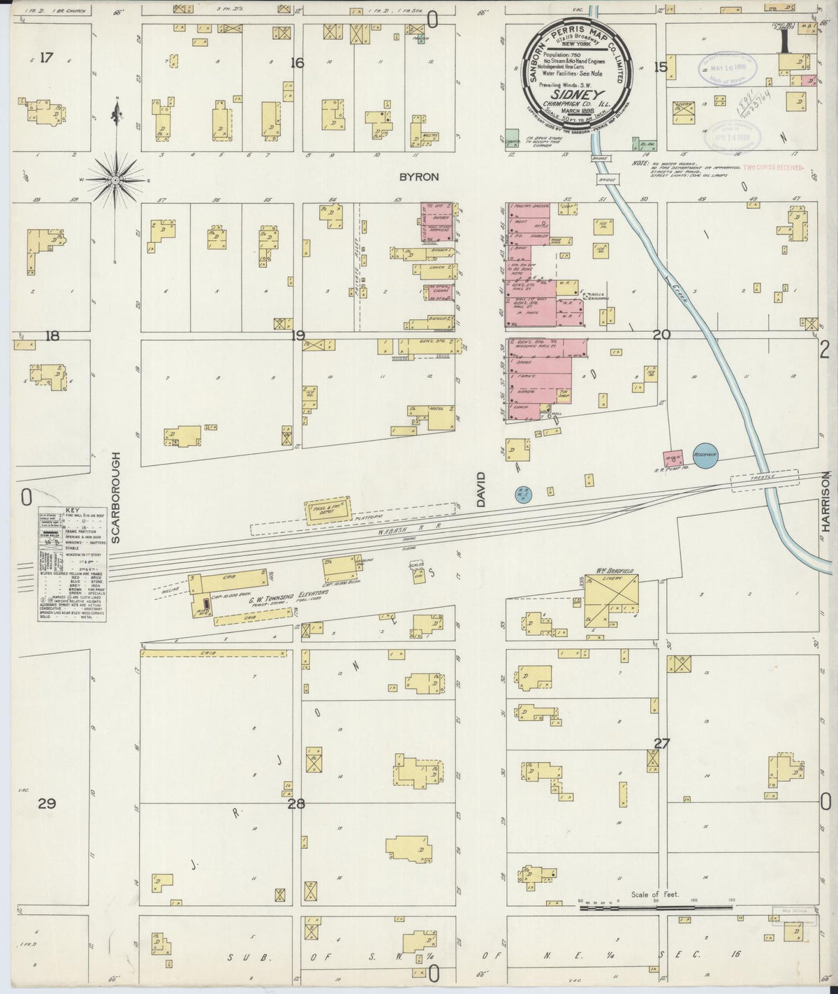 Sanborn Fire Insurance Map from Sidney, Champaign County, Illinois (1898), Sheet #0001 - Historic Sanborn Fire Insurance Map Print, vintage old map wall art, antique decor, genealogy gift, Illinois Illinois map