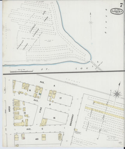 Sanborn Fire Insurance Map from Cloquet, Carlton County, Minnesota (1888), Sheet #0007 - Complete Map Set gallery image, historic Sanborn map, vintage wall art, Minnesota Minnesota