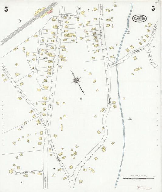 Sanborn Fire Insurance Map from Darien, Fairfield County, Connecticut (1928), Sheet #0005 - Historic Sanborn Fire Insurance Map Print, vintage old map wall art, antique decor, genealogy gift, Connecticut Connecticut map