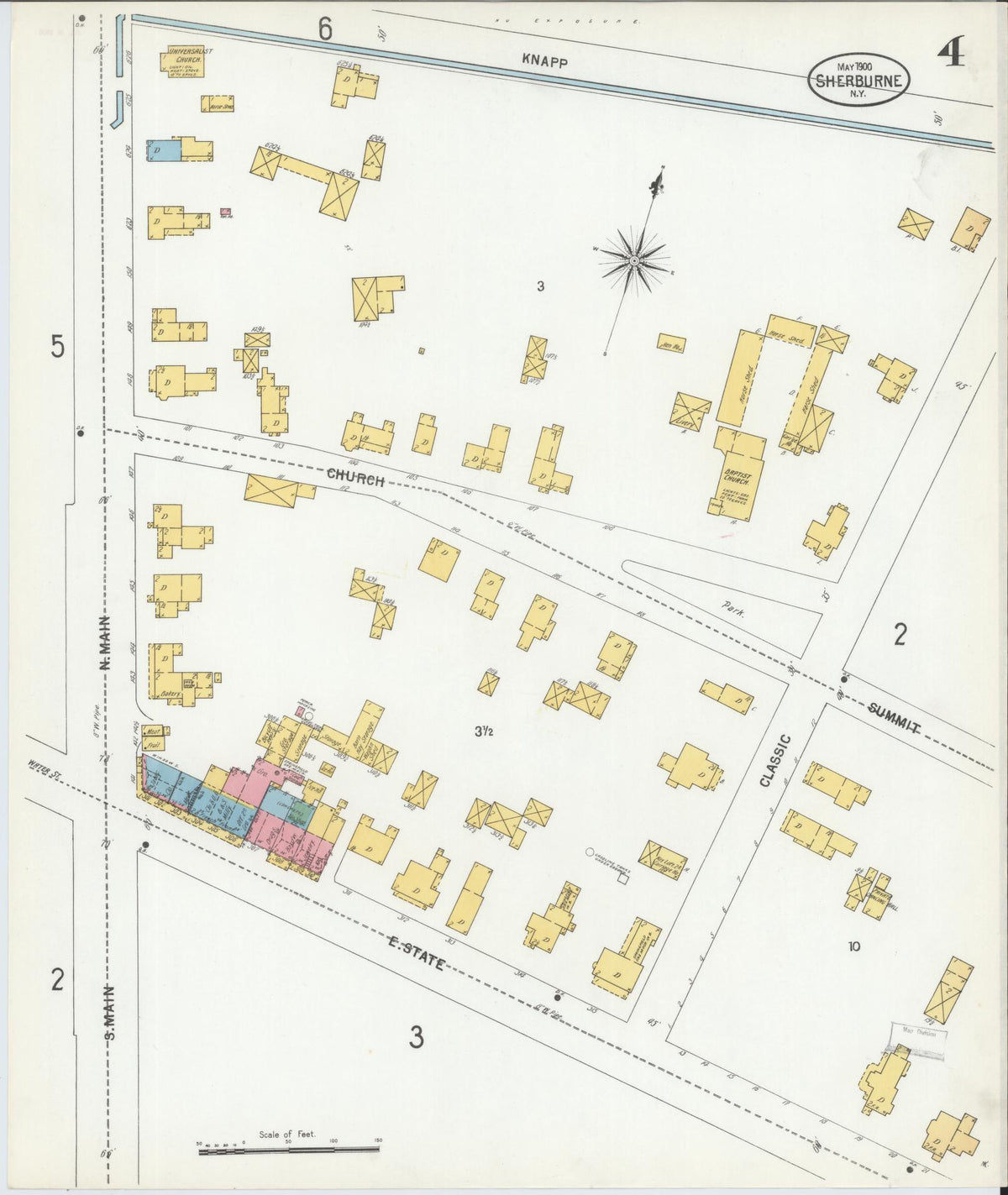 Sanborn Fire Insurance Map from Sherburne, Chenango County, New York (1900), Sheet #0004 - Complete Map Set gallery image, historic Sanborn map, vintage wall art, New York New York