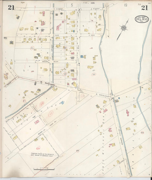 Sanborn Fire Insurance Map from Del Rio, Val Verde County, Texas (1948), Sheet #0021 - Historic Sanborn Fire Insurance Map Print, vintage old map wall art, antique decor, genealogy gift, Texas Texas map