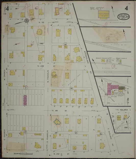 Sanborn Fire Insurance Map from Stigler, Haskell County, Oklahoma (1941), Sheet #0004 - Historic Sanborn Fire Insurance Map Print, vintage old map wall art, antique decor, genealogy gift, Oklahoma Oklahoma map