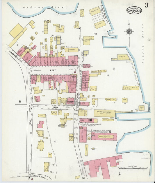 Sanborn Fire Insurance Map from Coxsackie, Greene County, New York (1920), Sheet #0003 - Historic Sanborn Fire Insurance Map Print, vintage old map wall art, antique decor, genealogy gift, New York New York map
