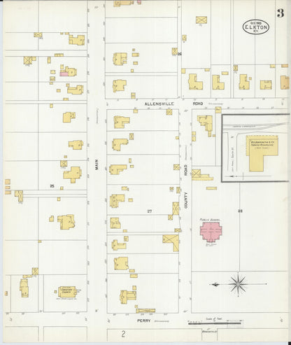 Sanborn Fire Insurance Map from Elkton, Todd County, Kentucky (1903), Sheet #0003 - Complete Map Set gallery image, historic Sanborn map, vintage wall art, Kentucky Kentucky