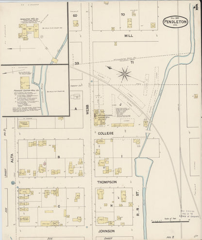 Sanborn Fire Insurance Map from Pendleton, Umatilla County, Oregon (1889), Sheet #0004 - Complete Map Set gallery image, historic Sanborn map, vintage wall art, Oregon Oregon