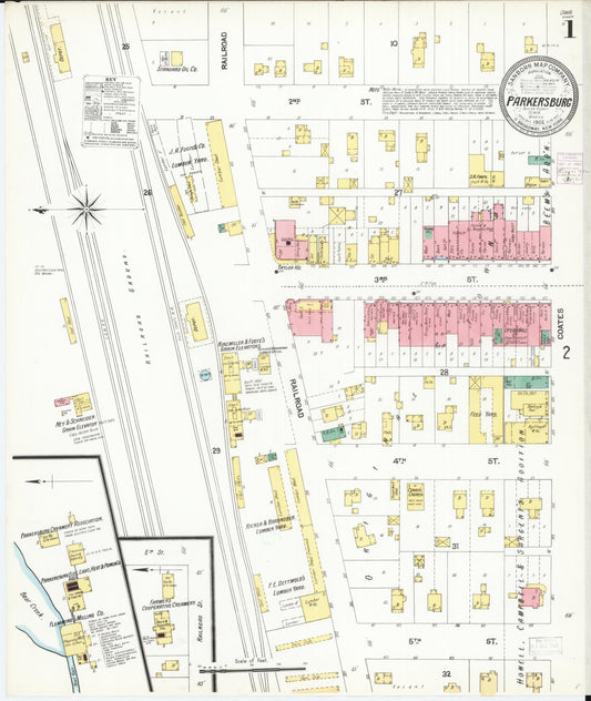Sanborn Fire Insurance Map from Parkersburg, Butler County, Iowa (1902), Sheet #0001 - Historic Sanborn Fire Insurance Map Print, vintage old map wall art