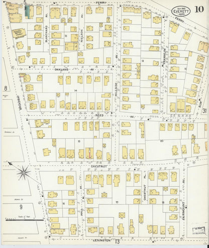 Sanborn Fire Insurance Map from Everett, Middlesex County, Massachusetts (1903), Sheet #0010 - Complete Map Set gallery image, historic Sanborn map, vintage wall art, Massachusetts Massachusetts
