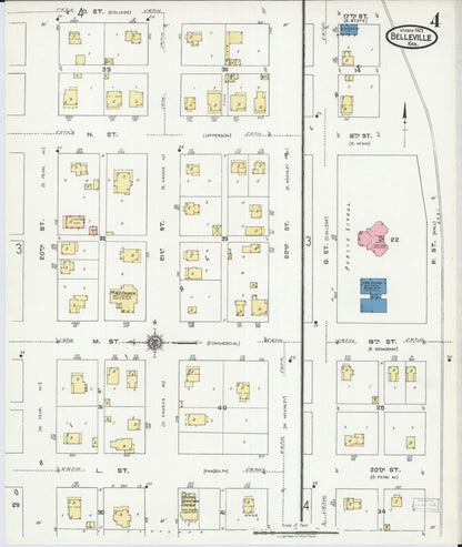 Sanborn Fire Insurance Map from Belleville, Republic County, Kansas (1923), Sheet #0004 - Complete Map Set gallery image, historic Sanborn map, vintage wall art, Kansas Kansas