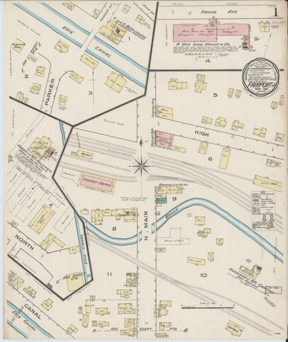 Sanborn Fire Insurance Map from Fairport, Monroe County, New York (1885), Sheet #0001 - Complete Map Set gallery image, historic Sanborn map, vintage wall art, New York New York