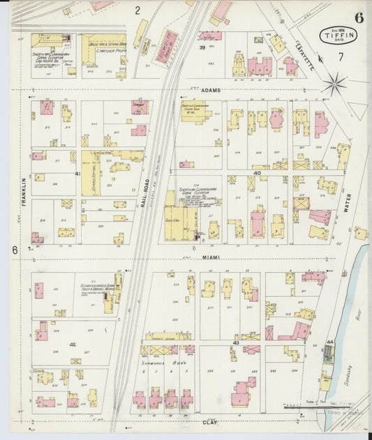 Sanborn Fire Insurance Map from Tiffin, Seneca County, Ohio (1896), Sheet #0006 - Historic Sanborn Fire Insurance Map Print, vintage old map wall art, antique decor, genealogy gift, Ohio Ohio map