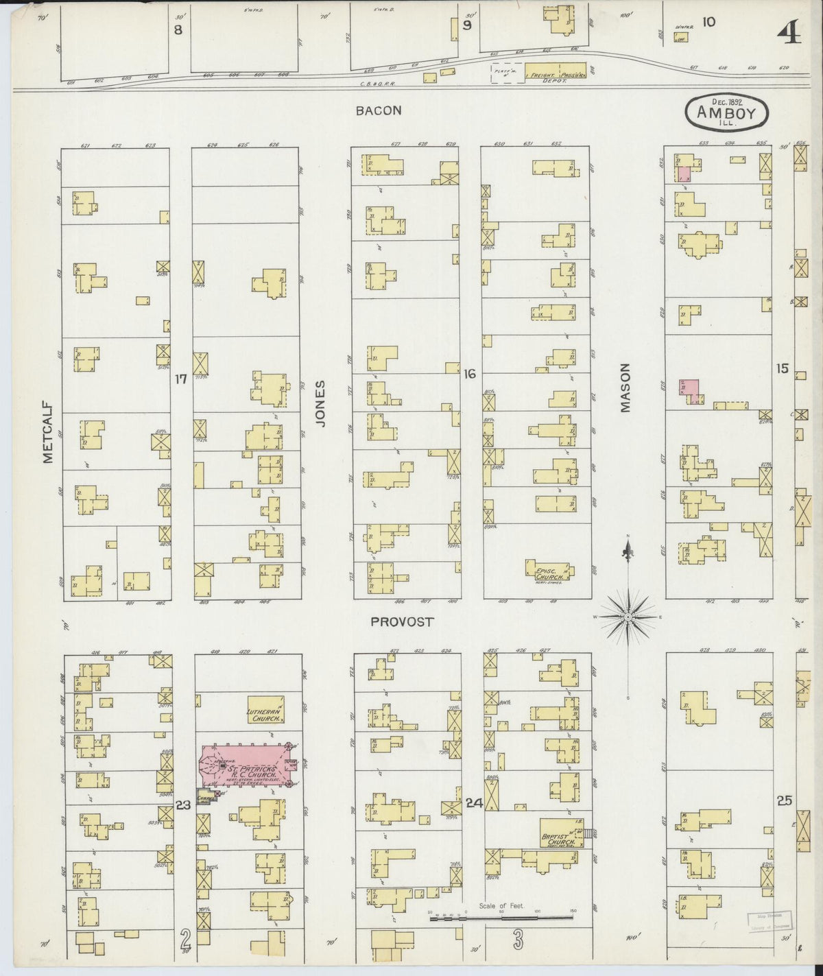 Sanborn Fire Insurance Map from Amboy, Lee County, Illinois (1892), Sheet #0004 - Complete Map Set gallery image, historic Sanborn map, vintage wall art, Illinois Illinois