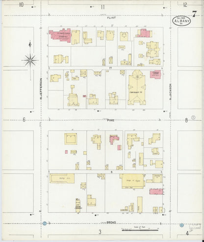 Sanborn Fire Insurance Map from Albany, Dougherty County, Georgia (1905), Sheet #0007 - Complete Map Set gallery image, historic Sanborn map, vintage wall art, Georgia Georgia