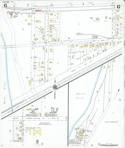 Sanborn Fire Insurance Map from Clarendon, Monroe County, Arkansas (1950), Sheet #0006 - Complete Map Set gallery image, historic Sanborn map, vintage wall art, Arkansas Arkansas