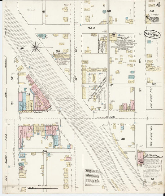 Sanborn Fire Insurance Map from Newton, Harvey County, Kansas (1884), Sheet #0004 - Historic Sanborn Fire Insurance Map Print, vintage old map wall art, antique decor, genealogy gift, Kansas Kansas map