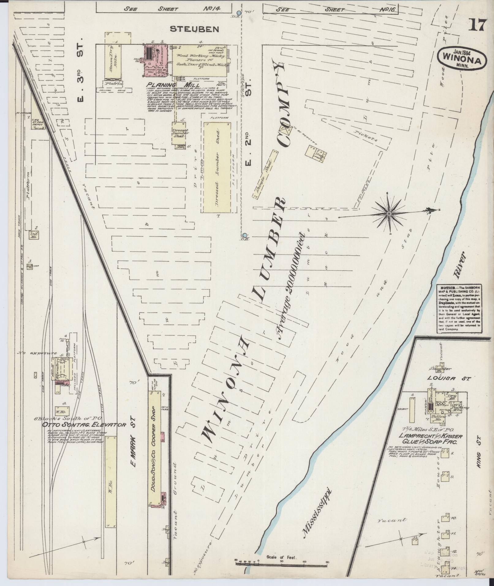 Sanborn Fire Insurance Map from Winona, Winona County, Minnesota (1884), Sheet #0017 - Complete Map Set gallery image, historic Sanborn map, vintage wall art, Minnesota Minnesota