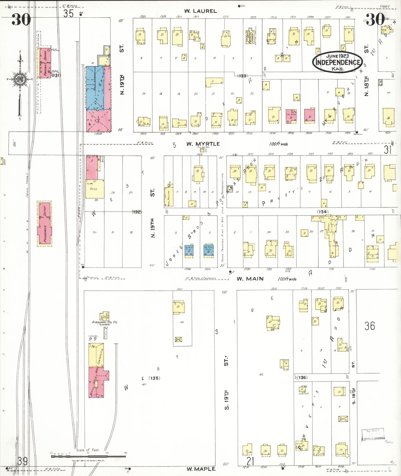 Sanborn Fire Insurance Map from Independence, Montgomery County, Kansas (1923), Sheet #0031 - Complete Map Set gallery image, historic Sanborn map, vintage wall art, Kansas Kansas