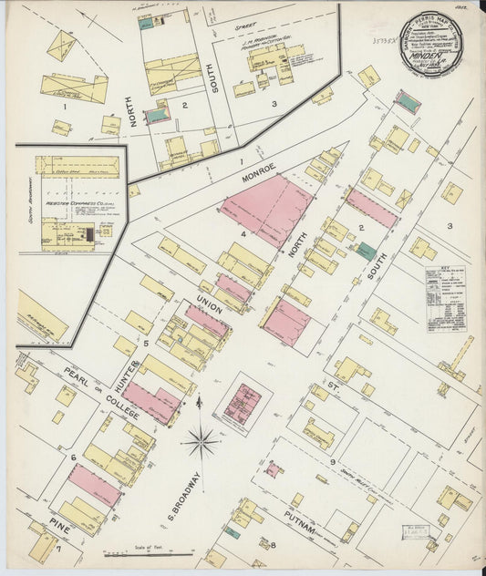 Sanborn Fire Insurance Map from Minden, Webster Parish, Louisiana. (1892) – Historic Sanborn Fire Insurance Map Print