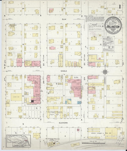 Sanborn Fire Insurance Map from Arlington, Washington County, Nebraska (1914), Sheet #0001 - Complete Map Set gallery image, historic Sanborn map, vintage wall art, Nebraska Nebraska