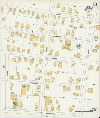 Sanborn Fire Insurance Map from Beverly, Essex County, Massachusetts (1901), Sheet #0011 - Complete Map Set gallery image, historic Sanborn map, vintage wall art, Massachusetts Massachusetts