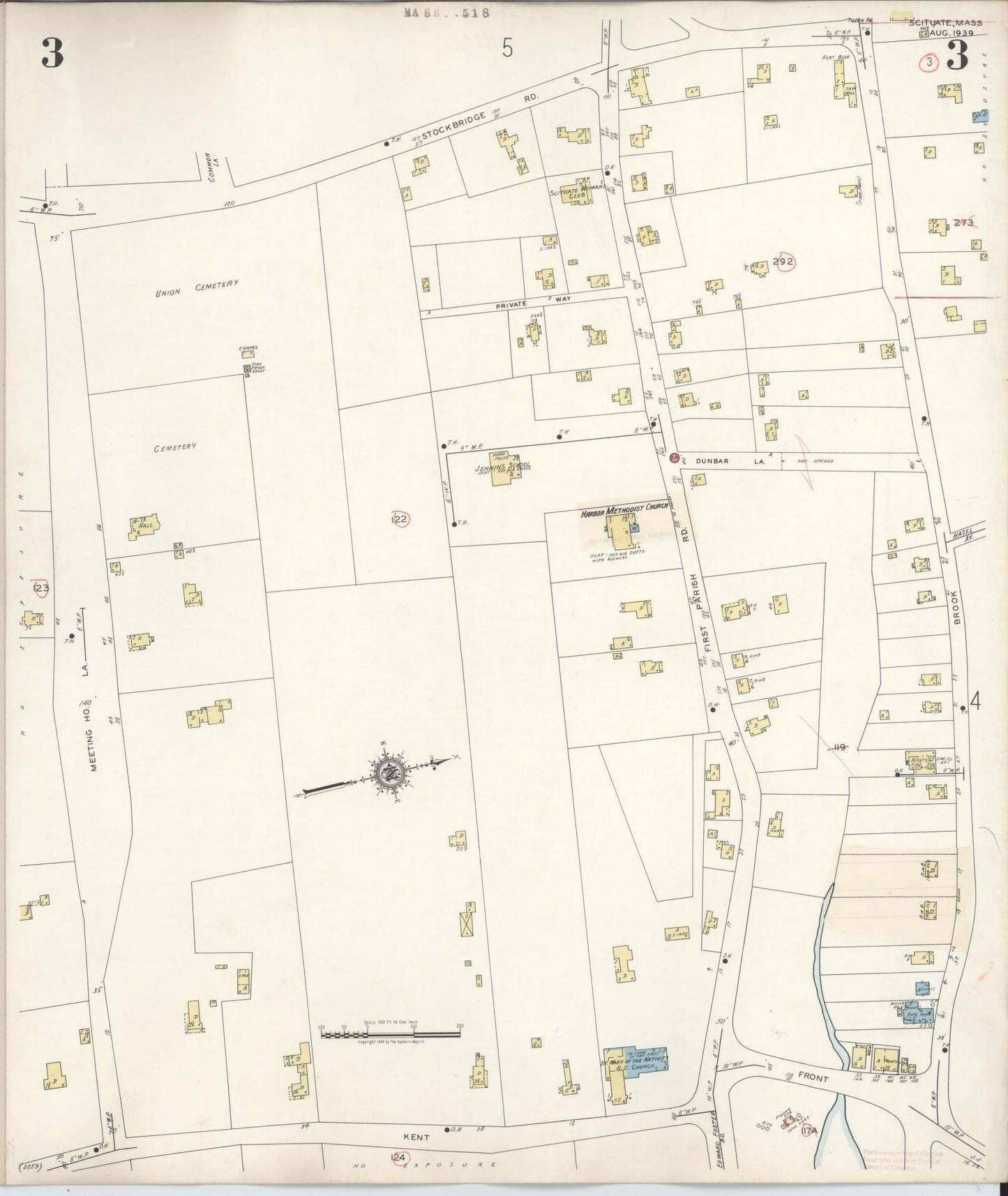 Sanborn Fire Insurance Map from Scituate, Plymouth County, Massachusetts (1944), Sheet #0003 - Historic Sanborn Fire Insurance Map Print, vintage old map wall art, antique decor, genealogy gift, Massachusetts Massachusetts map