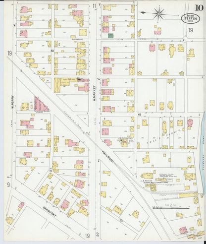 Sanborn Fire Insurance Map from Tiffin, Seneca County, Ohio (1901), Sheet #0010 - Complete Map Set gallery image, historic Sanborn map, vintage wall art, Ohio Ohio