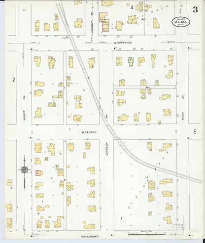 Sanborn Fire Insurance Map from Alma, Gratiot County, Michigan (1910), Sheet #0003 - Complete Map Set gallery image, historic Sanborn map, vintage wall art, Michigan Michigan
