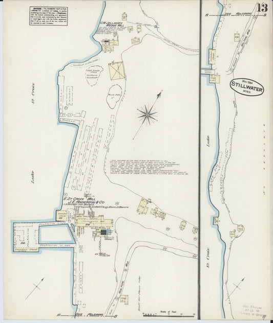 Sanborn Fire Insurance Map from Stillwater, Washington County, Minnesota (1884), Sheet #0013 - Historic Sanborn Fire Insurance Map Print, vintage old map wall art, antique decor, genealogy gift, Minnesota Minnesota map