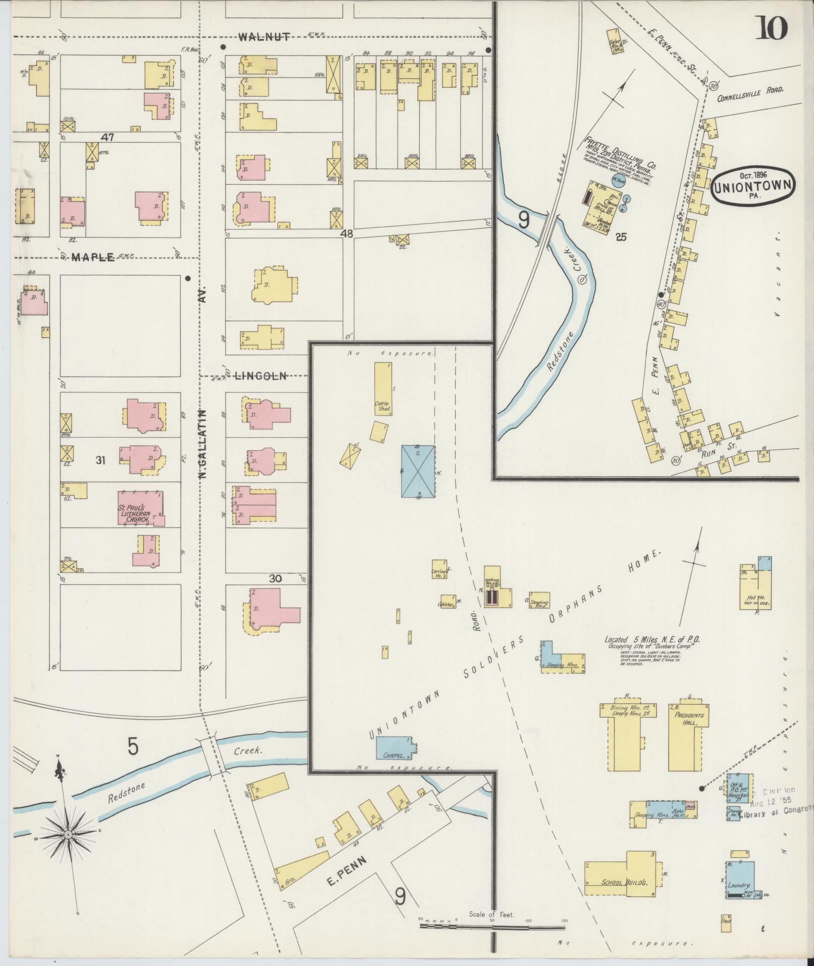 Sanborn Fire Insurance Map from Uniontown, Fayette County, Pennsylvania (1896), Sheet #0010 - Complete Map Set gallery image, historic Sanborn map, vintage wall art, Pennsylvania Pennsylvania