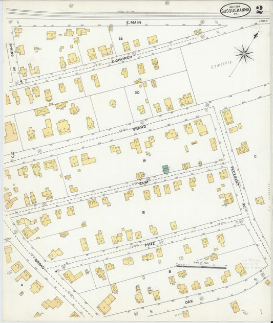 Sanborn Fire Insurance Map from Susquehanna, Susquehanna County, Pennsylvania (1904), Sheet #0002 - Historic Sanborn Fire Insurance Map Print, vintage old map wall art, antique decor, genealogy gift, Pennsylvania Pennsylvania map