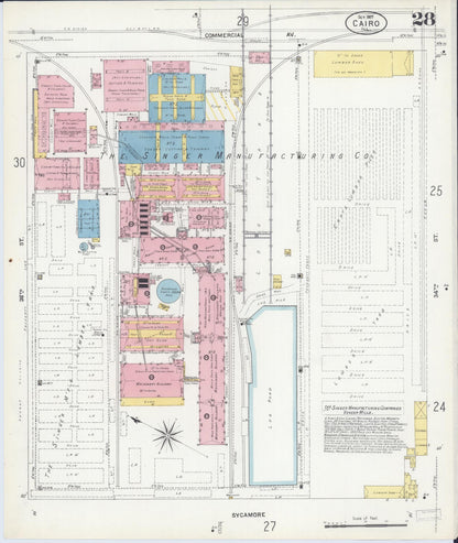 Sanborn Fire Insurance Map from Cairo, Alexander County, Illinois (1907), Sheet #0028 - Complete Map Set gallery image, historic Sanborn map, vintage wall art, Illinois Illinois
