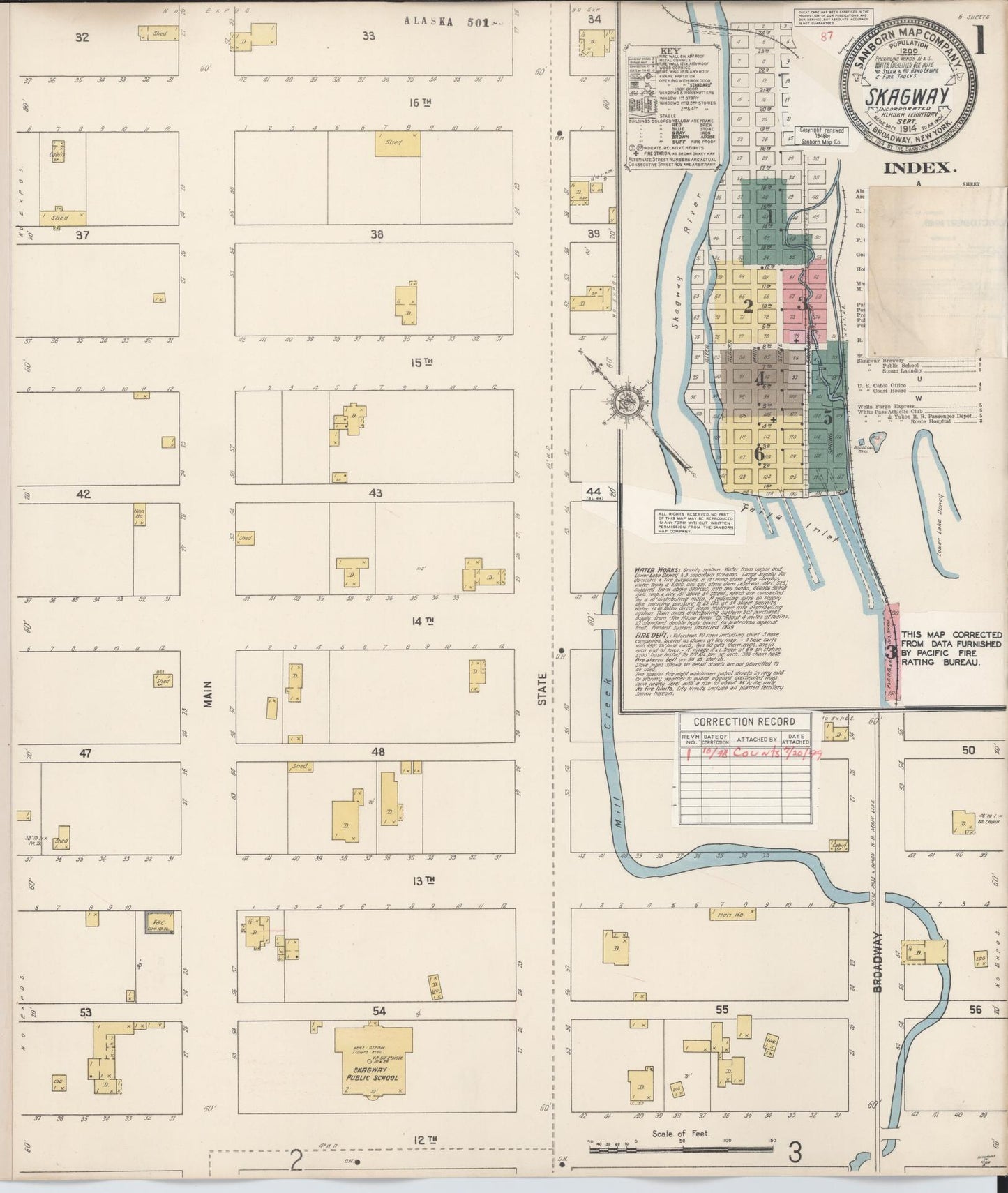 Sanborn Fire Insurance Map from Skagway, Shagway-yakutat Census Division, Alaska (1948), Sheet #0001 - Complete Map Set gallery image, historic Sanborn map, vintage wall art, Alaska Alaska