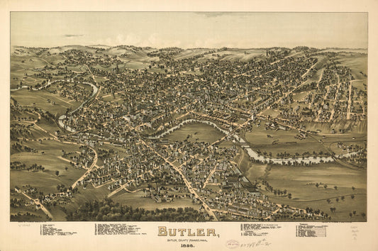 Butler, Butler County, Pennsylvania, 1896. (1896) – Historic Bird’s-Eye View Panorama Print