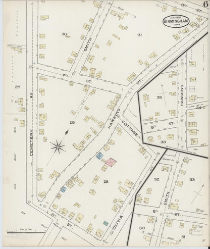 Sanborn Fire Insurance Map from Birmingham, New Haven County, Connecticut (1886), Sheet #0006 - Complete Map Set gallery image, historic Sanborn map, vintage wall art, Connecticut Connecticut
