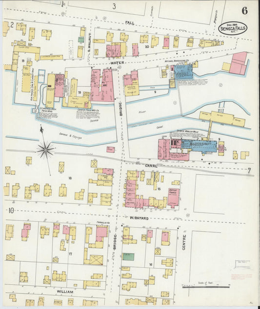 Sanborn Fire Insurance Map from Seneca Falls, Seneca County, New York (1904), Sheet #0006 - Historic Sanborn Fire Insurance Map Print, vintage old map wall art, antique decor, genealogy gift, New York New York map