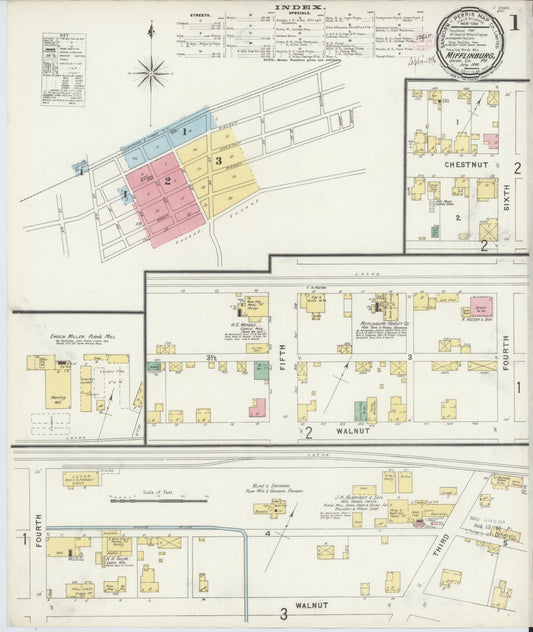 Sanborn Fire Insurance Map from Mifflinburg, Union County, Pennsylvania (1896), Sheet #0001 - Complete Map Set gallery image, historic Sanborn map, vintage wall art, Pennsylvania Pennsylvania
