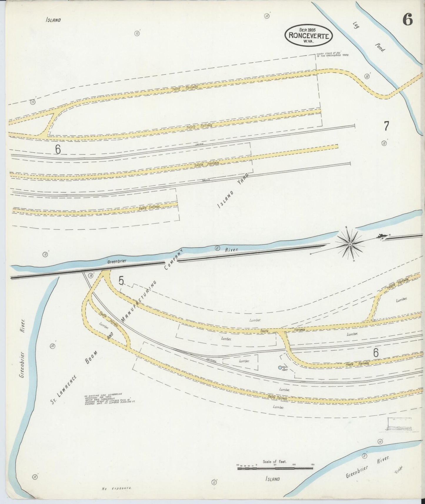 Sanborn Fire Insurance Map from Ronceverte, Greenbrier County, West Virginia (1905), Sheet #0006 - Complete Map Set gallery image, historic Sanborn map, vintage wall art, West Virginia West Virginia