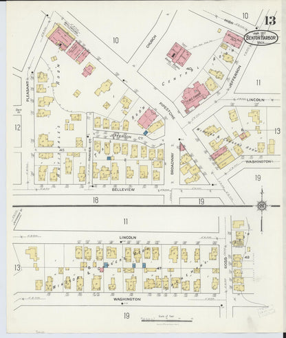 Sanborn Fire Insurance Map from Benton Harbor, Berrien County, Michigan (1917), Sheet #0013 - Complete Map Set gallery image, historic Sanborn map, vintage wall art, Michigan Michigan