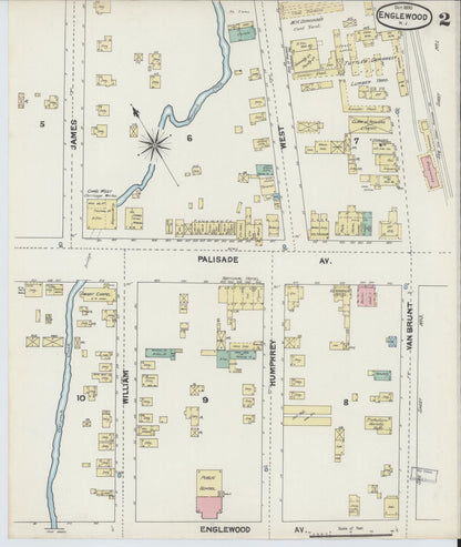 Sanborn Fire Insurance Map from Englewood, Bergen County, New Jersey (1890), Sheet #0002 - Complete Map Set gallery image, historic Sanborn map, vintage wall art, New Jersey New Jersey