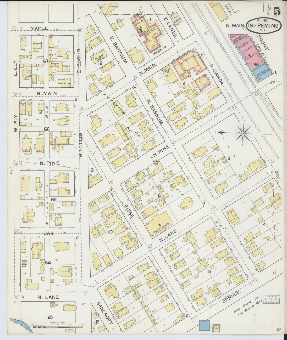 Sanborn Fire Insurance Map from Ishpeming, Marquette County, Michigan (1892), Sheet #0005 - Complete Map Set gallery image, historic Sanborn map, vintage wall art, Michigan Michigan