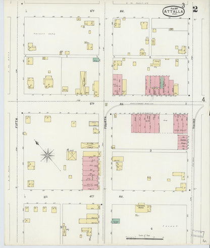 Sanborn Fire Insurance Map from Attalla, Etowah County, Alabama (1897), Sheet #0002 - Complete Map Set gallery image, historic Sanborn map, vintage wall art, Alabama Alabama