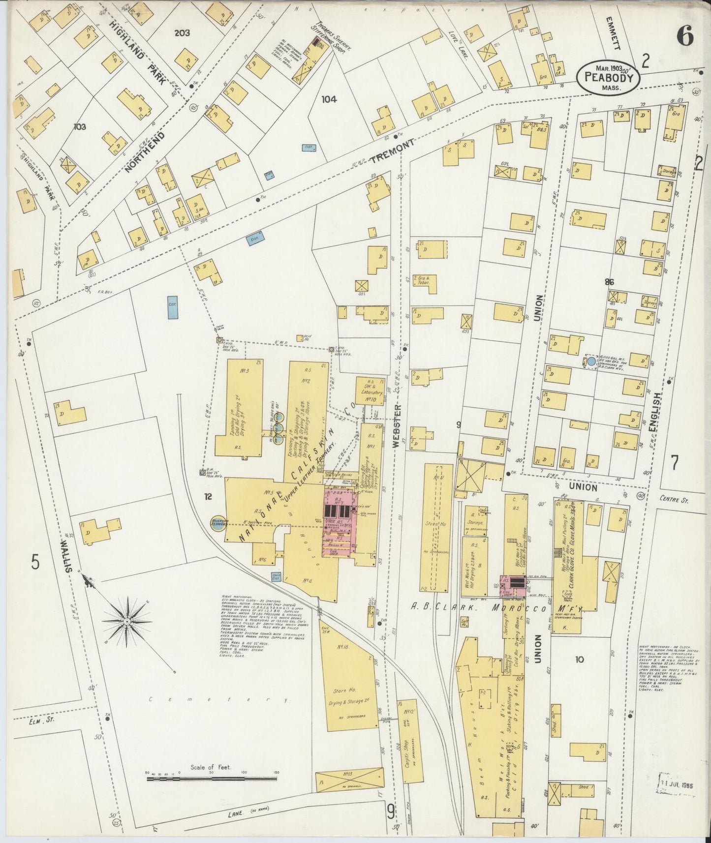 Sanborn Fire Insurance Map from Peabody, Essex County, Massachusetts (1903), Sheet #0006 - Complete Map Set gallery image, historic Sanborn map, vintage wall art, Massachusetts Massachusetts