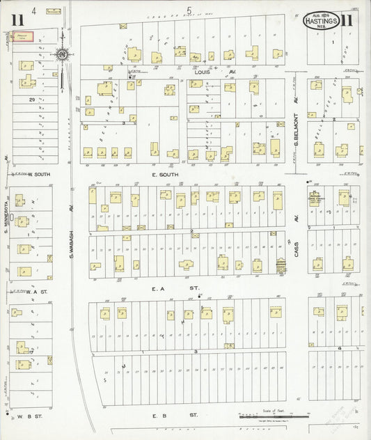 Sanborn Fire Insurance Map from Hastings, Adams County, Nebraska (1924), Sheet #0011 - Historic Sanborn Fire Insurance Map Print, vintage old map wall art, antique decor, genealogy gift, Nebraska Nebraska map