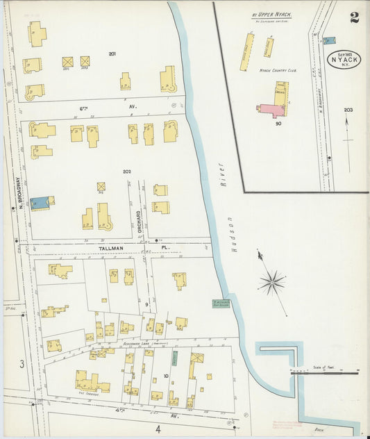 Sanborn Fire Insurance Map from Nyack, Rockland County, New York (1903), Sheet #0002 - Complete Map Set gallery image, historic Sanborn map, vintage wall art, New York New York