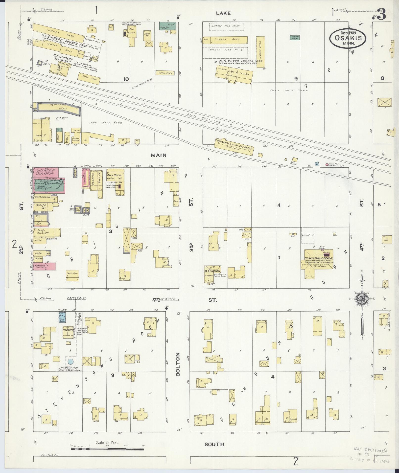 Sanborn Fire Insurance Map from Osakis, Douglas and Todd Counties, Minnesota (1909), Sheet #0003 - Historic Sanborn Fire Insurance Map Print, vintage old map wall art, antique decor, genealogy gift, Minnesota Minnesota map